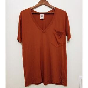 Free People We The Free Rust Micro Modal Pocket Tee Oversized Soft Basic SZ S